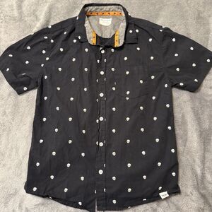 Free Planet‎ Short Sleeve Button Up Shirt Youth 10/12 Skulls Halloween Skeletons